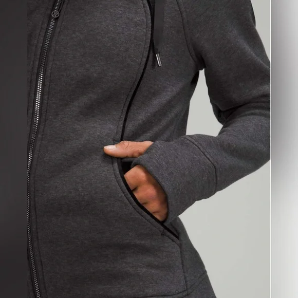 Lululemon NWT Scuba Hoodie *Plush sz 12 Heathered Black/Black - Picture 4 of 8